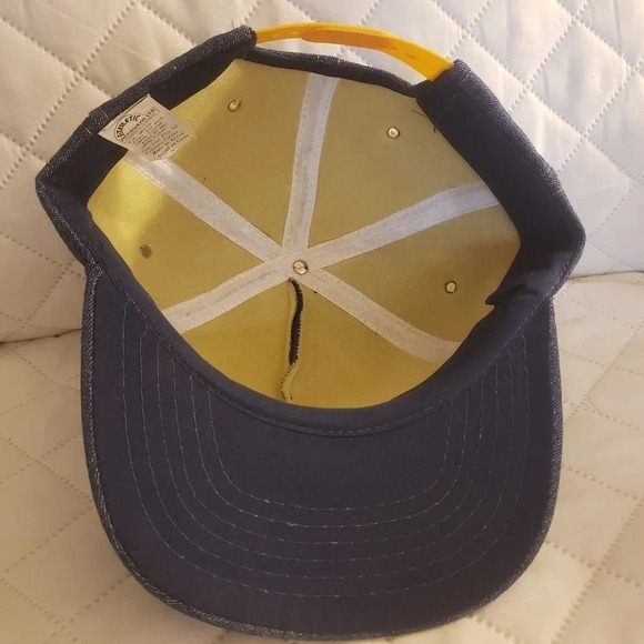 Vintage Blue  Denim Fresh Lake Fish Market Grand Bend ON Foam Inside Hat - Picture 5 of 6